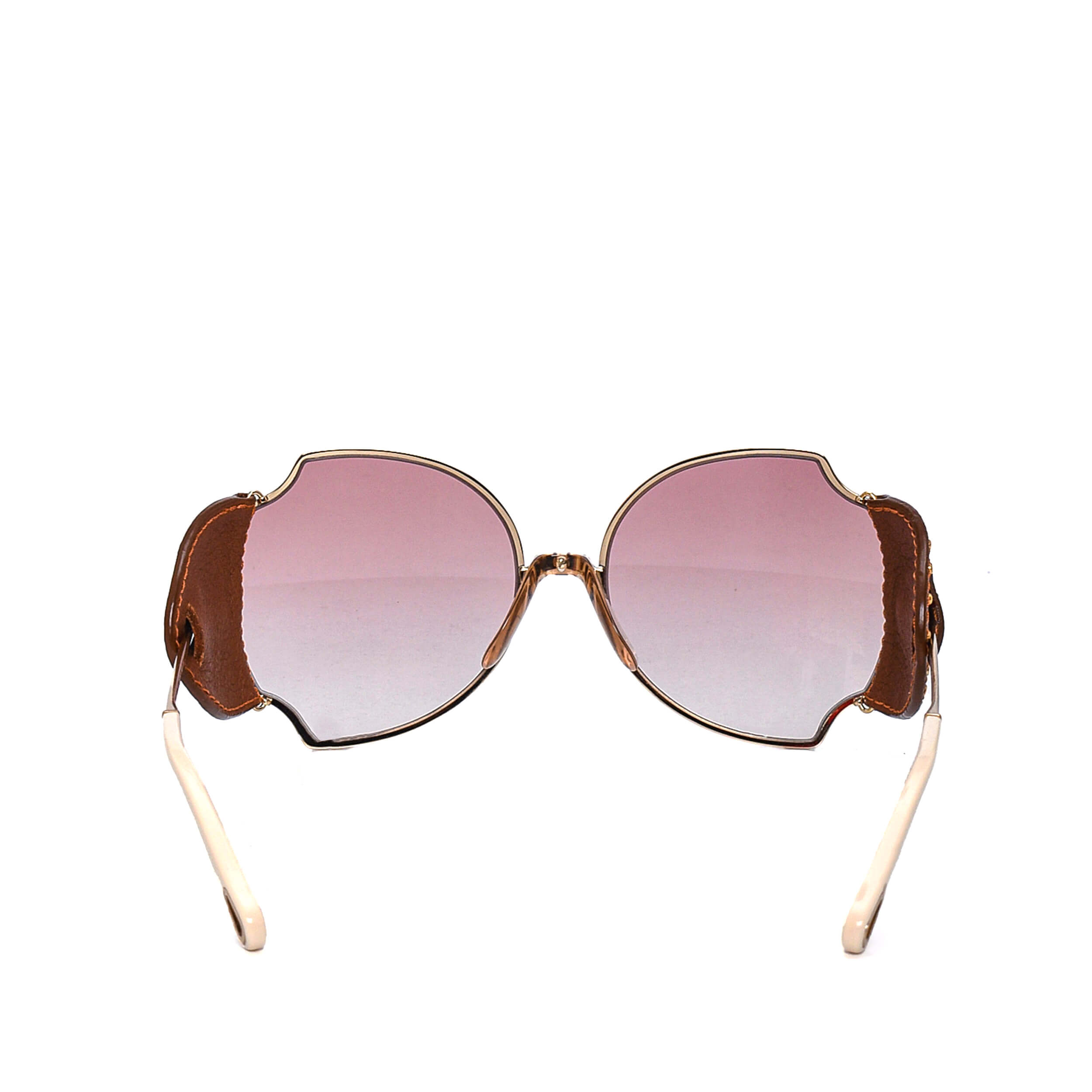 Chloe- Brown Leather Detailed Sunglasses